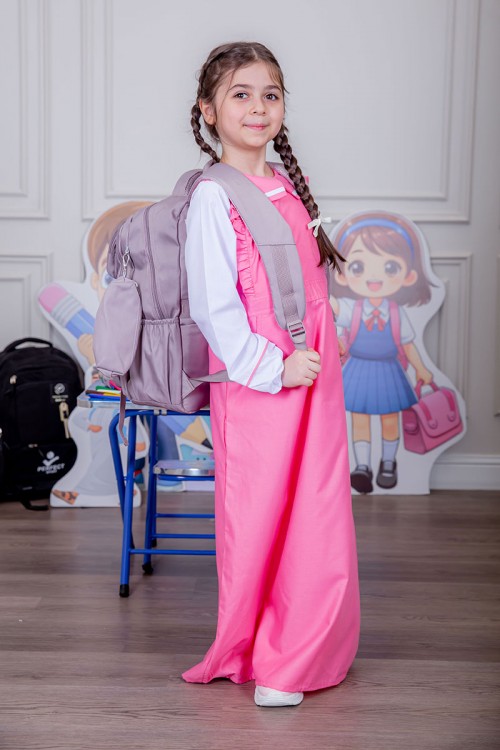 شنطة ظهر مدرسية متعددة الألوان بجيوب متعددة مع مقلمة