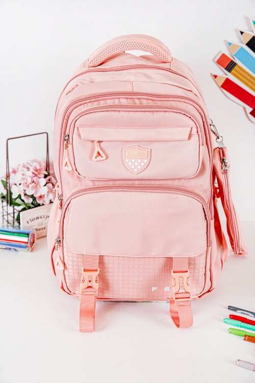 شنطة ظهر مدرسية متعددة الألوان بجيوب متعددة مع مقلمة