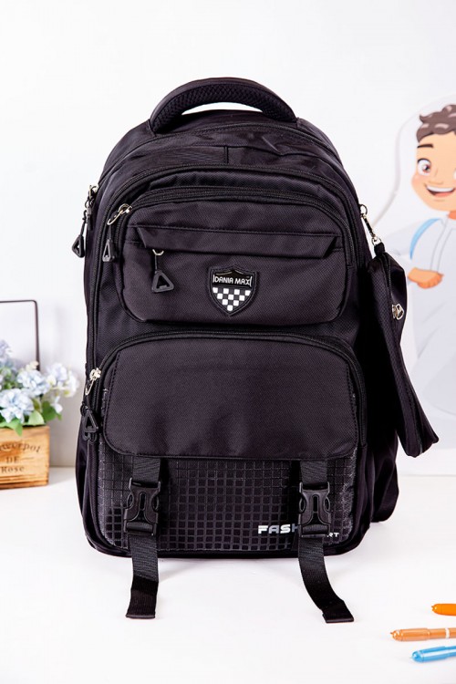 شنطة ظهر مدرسية متعددة الألوان بجيوب متعددة مع مقلمة