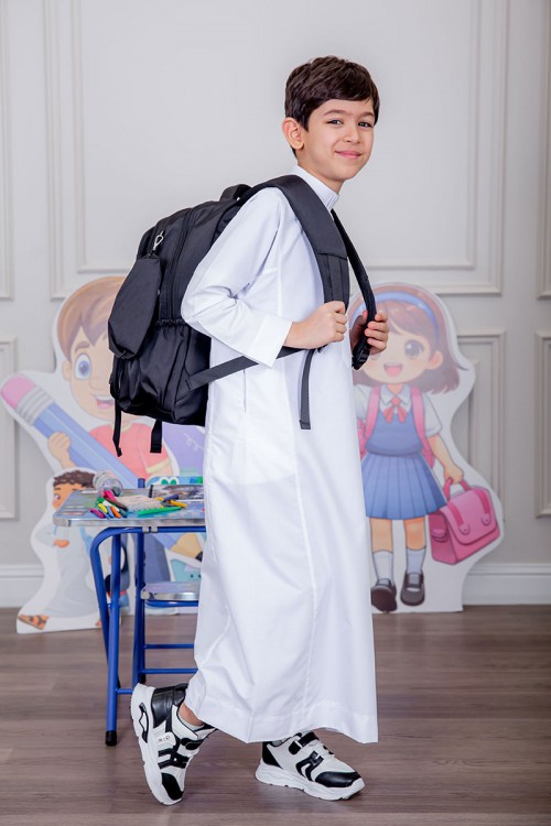 شنطة ظهر مدرسية متعددة الألوان بجيوب متعددة مع مقلمة