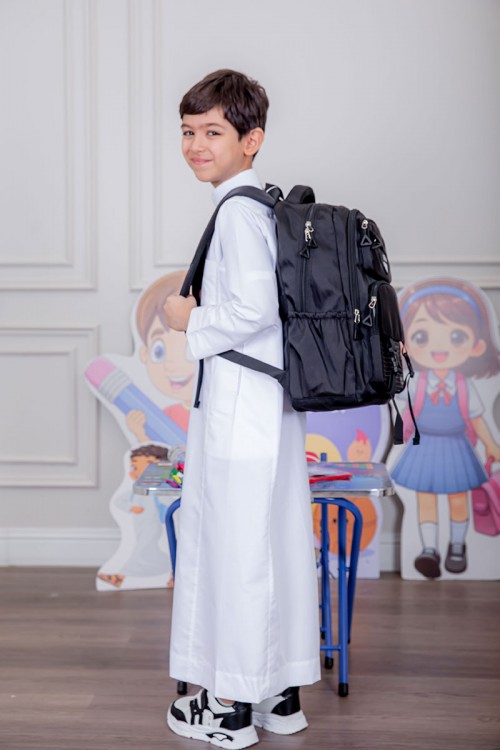 شنطة ظهر مدرسية متعددة الألوان بجيوب متعددة مع مقلمة