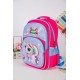 شنطة ظهر مدرسية بناتي لون وردي مزينة بشخصية يونيكورن كرتونية و بجيوب متعددة