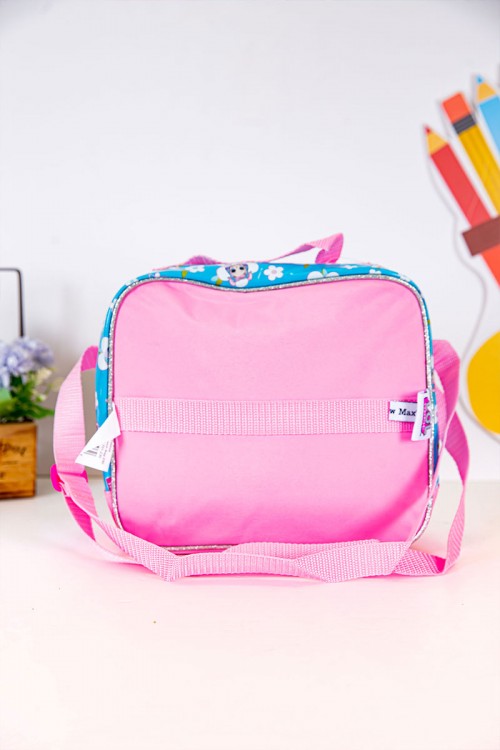 شنطة طعام بناتي لون وردي و سماوي مزينة بشخصية لول الكرتونية