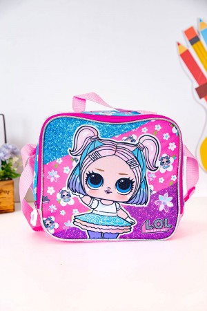 شنطة طعام بناتي لون وردي و سماوي مزينة بشخصية لول الكرتونية 