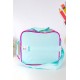 شنطة طعام بناتي لون وردي و تركواز فاتح مزينة بشخصية لول الكرتونية