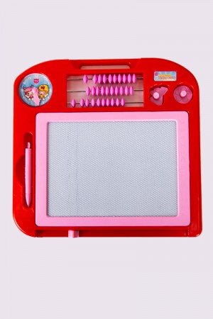 سبورة أطفال متعددة الألوان مزينة بخرز للعد و ساعة و قلم للكتابة و الرسم 