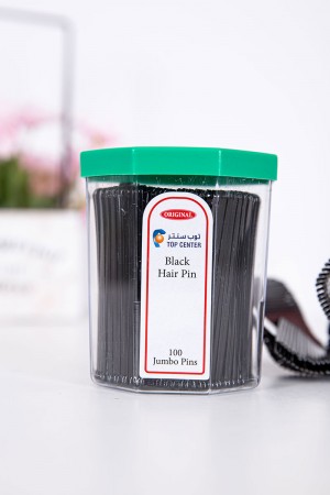 علبة دبابيس شعر لون أسود 100 حبة حجم كبير
