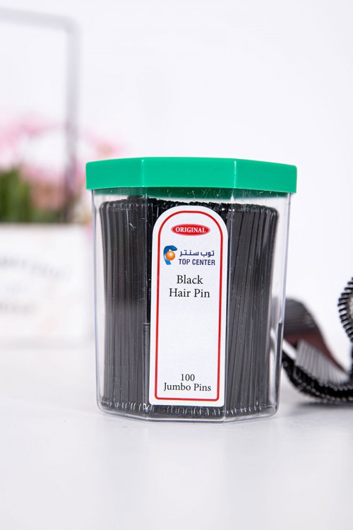 علبة دبابيس شعر لون أسود 100 حبة حجم كبير