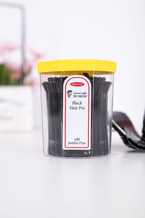 علبة دبابيس شعر لون أسود 100 حبة حجم كبير
