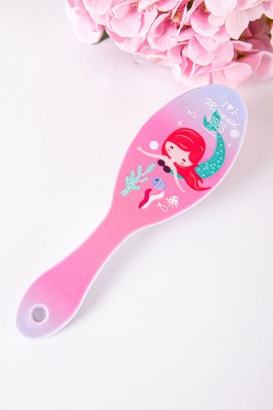 فرشاة شعر بناتي لون وردي مزينة برسومات كرتونية 