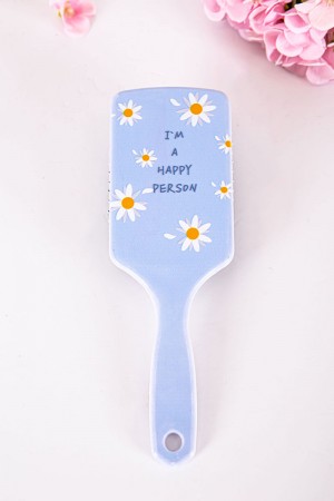 فرشاة شعر لون سماوي مزينة برسومات و كتابات ملونة