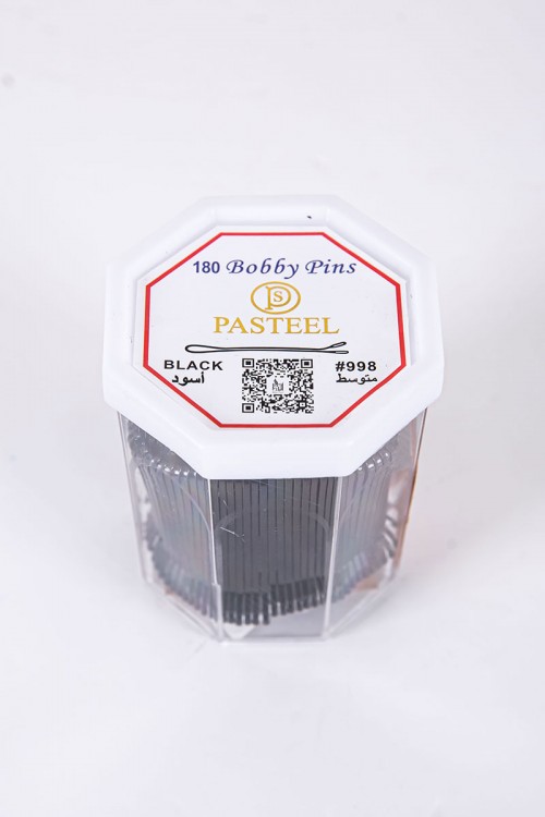 علبة دبابيس شعر لون أسود 180 حبة حجم متوسط