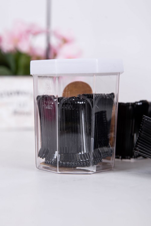 علبة دبابيس شعر لون أسود 180 حبة حجم متوسط