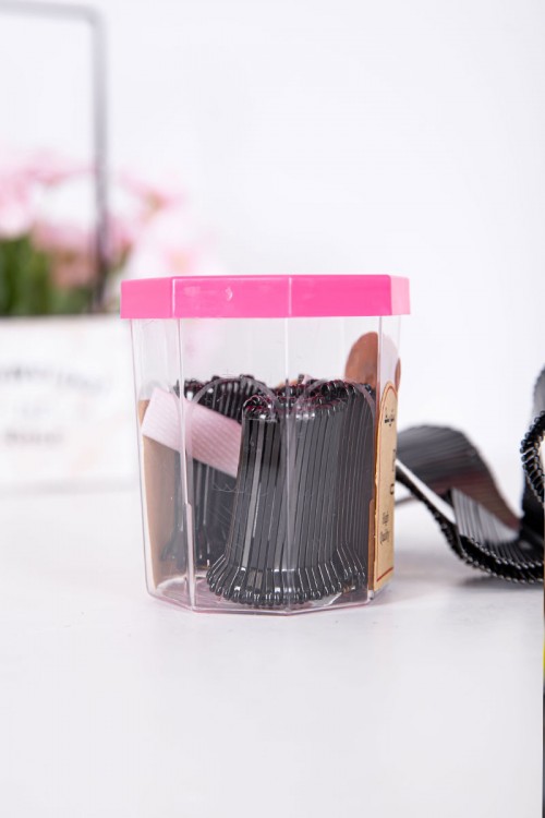 علبة دبابيس شعر لون أسود 180 حبة حجم متوسط