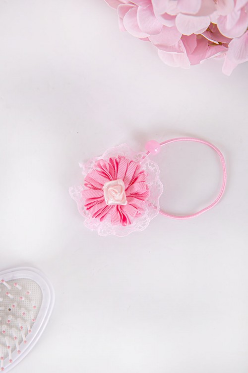 ربطة شعر 6 حبات على شكل ورود مزيج من اللون الوردي الفاتح و الغامق و الأبيض