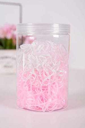 ربطات شعر مطاطية صغيرة لون وردي و أبيض