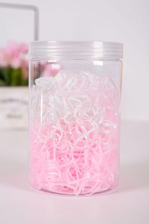 ربطات شعر مطاطية صغيرة لون وردي و أبيض