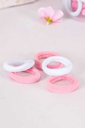 ربطات شعر قماشية لون وردي فاتح و أبيض