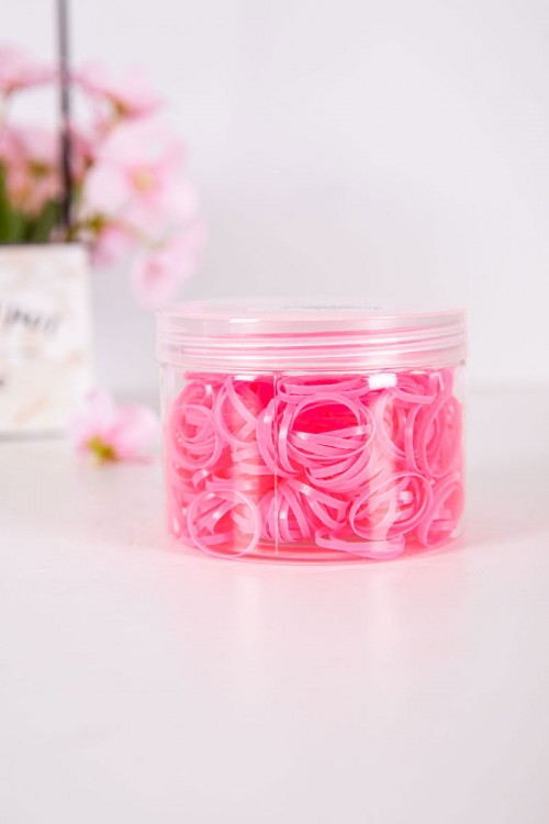 ربطات شعر مطاطية صغيرة لون وردي