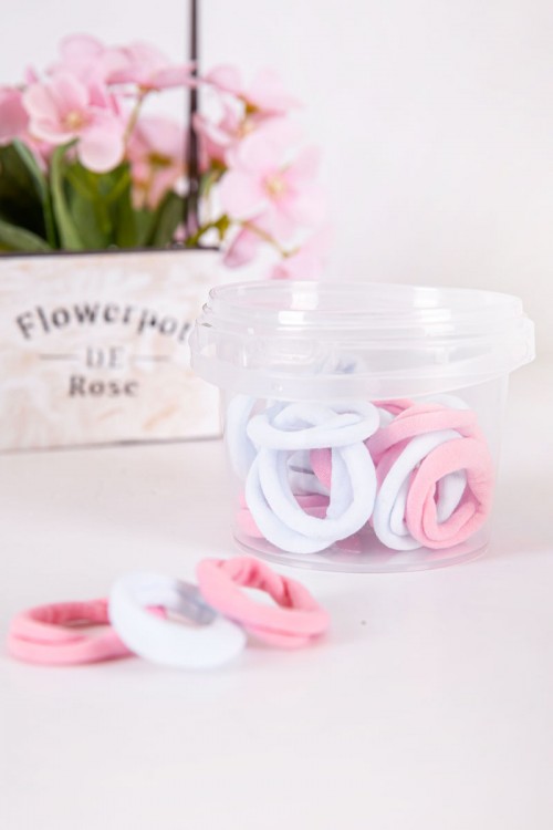 ربطات شعر قماشية لون وردي فاتح و أبيض