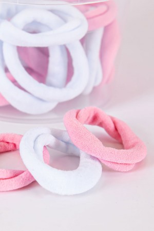 ربطات شعر قماشية لون وردي فاتح و أبيض