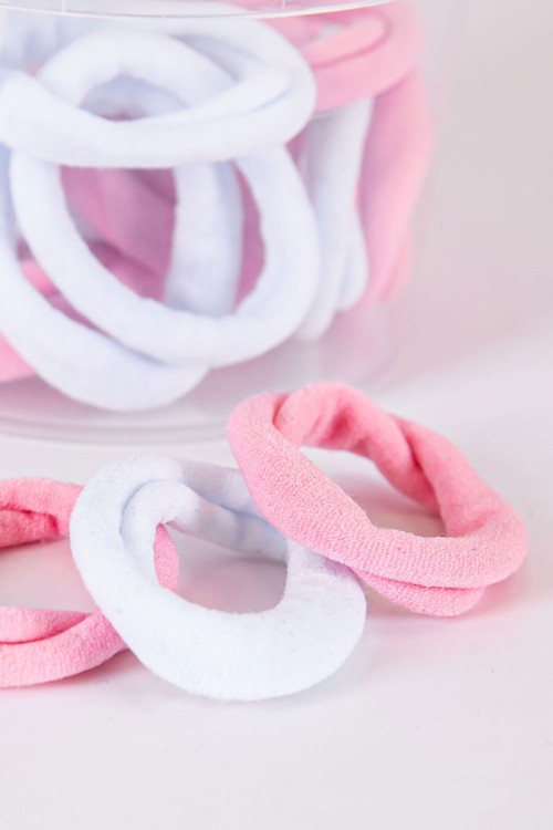 ربطات شعر قماشية لون وردي فاتح و أبيض