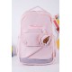 شنطة ظهر مدرسية بناتي لون وردي بجيوب متعددة مع محفظة دائرية