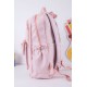 شنطة ظهر مدرسية بناتي لون وردي بجيوب متعددة مع محفظة دائرية