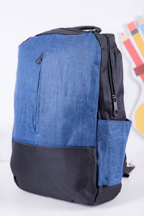 طقم شنط مدرسية 3 قطع لون أسود و أزرق بجيوب متعددة