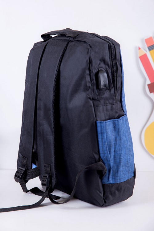 طقم شنط مدرسية 3 قطع لون أسود و أزرق بجيوب متعددة