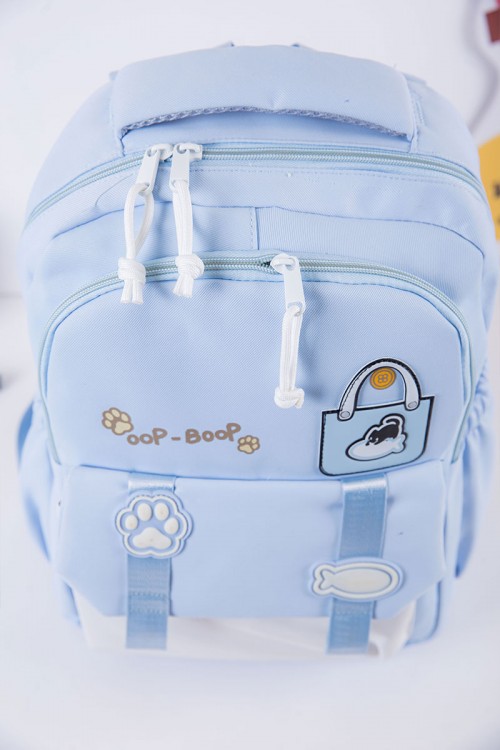 شنطة ظهر مدرسية متعددة الألوان بجيوب متعددة