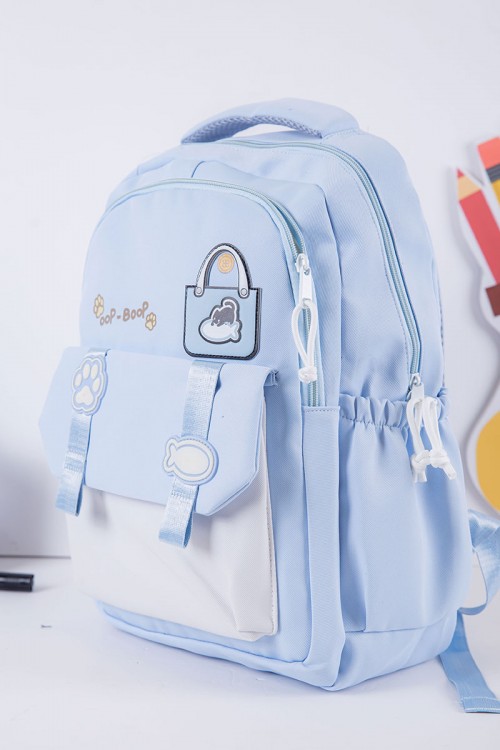 شنطة ظهر مدرسية متعددة الألوان بجيوب متعددة