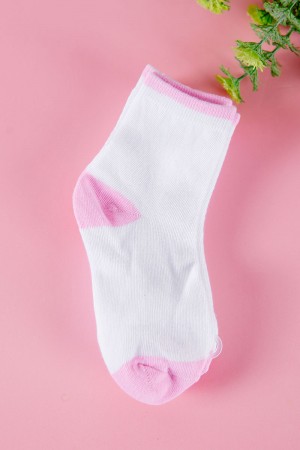 جوارب بناتي لون أبيض و وردي 3 حبات