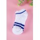 جوارب لون أبيض مزينة بخطوط باللون الأزرق 3 حبات