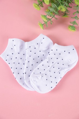 جوارب بناتي لون أبيض منقط باللون الأسود 3 حبات