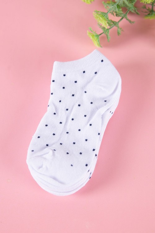 جوارب بناتي لون أبيض منقط باللون الأسود 3 حبات