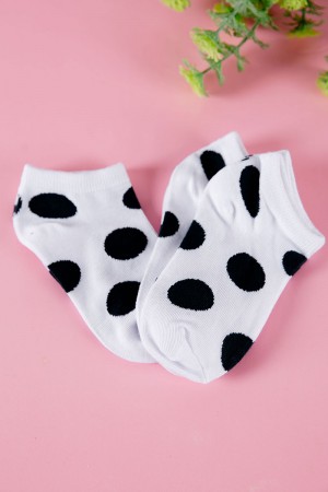 جوارب بناتي لون أبيض منقط باللون الأسود 3 حبات