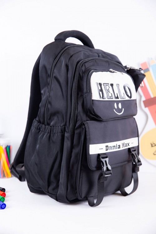 شنطة ظهر مدرسية متعددة الألوان بجيوب متعددة مع مقلمة