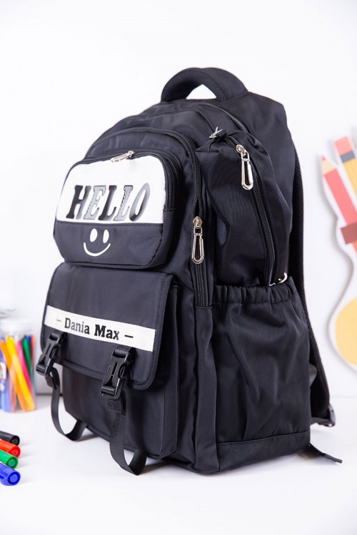 شنطة ظهر مدرسية متعددة الألوان بجيوب متعددة مع مقلمة