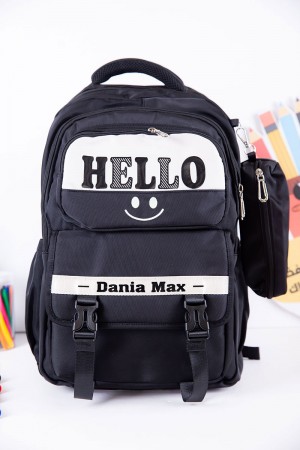 شنطة ظهر مدرسية متعددة الألوان بجيوب متعددة مع مقلمة