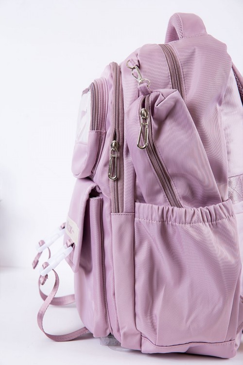 شنطة ظهر مدرسية متعددة الألوان بجيوب متعددة مع مقلمة