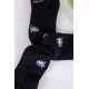 جوارب لون أسود مزينة بكتابات و رسومات باللون الأبيض 3 حبات