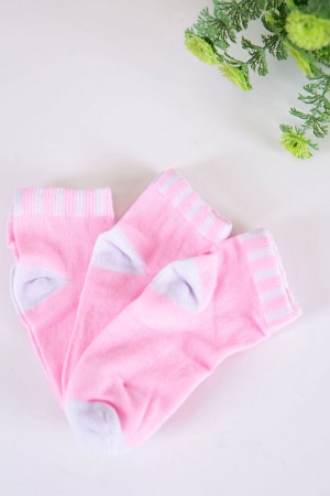 جوارب بناتي لون وردي و أبيض 3 حبات