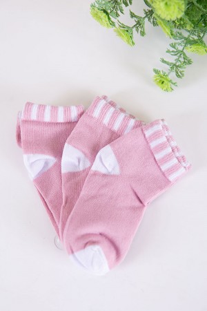 جوارب بناتي لون وردي و أبيض 3 حبات