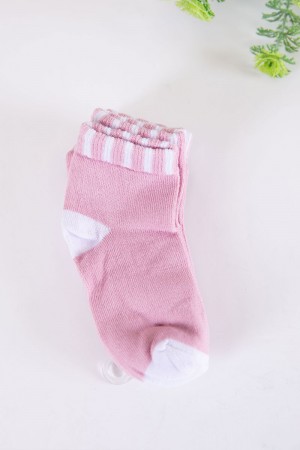 جوارب بناتي لون وردي و أبيض 3 حبات