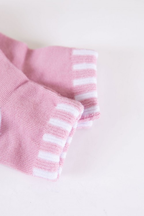 جوارب بناتي لون وردي و أبيض 3 حبات