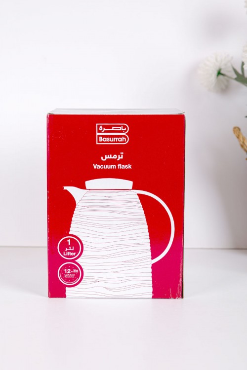 ترمس للقهوة و الشاي لون أبيض مموج حافظ للحرارة و البرودة بسعة 05 لتر