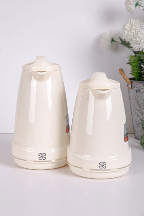 طقم 2 ترامس للقهوة و الشاي لون اوف وايت حافظ للحرارة و البرودة بسعة 1.6 لتر