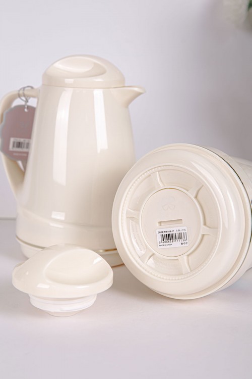 طقم 2 ترامس للقهوة و الشاي لون اوف وايت حافظ للحرارة و البرودة بسعة 1.6 لتر
