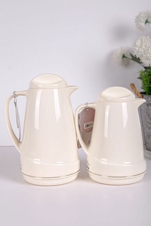 طقم 2 ترامس للقهوة و الشاي لون اوف وايت حافظ للحرارة و البرودة بسعة 1.6 لتر